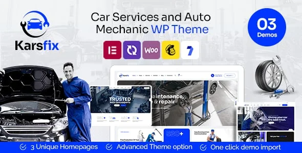 Karsfix - Car Service & Auto Mechanic WordPress Theme — homepage layout