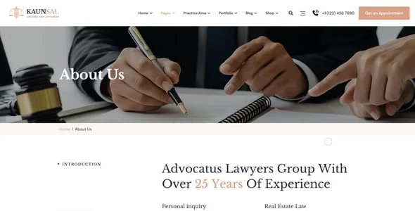 Kaunsal – Lawyer & Attorney WordPress Theme — interior page design