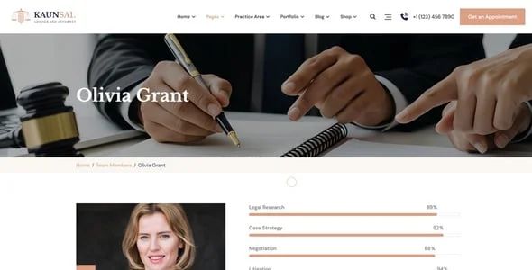 Kaunsal – Lawyer & Attorney WordPress Theme — design detail view
