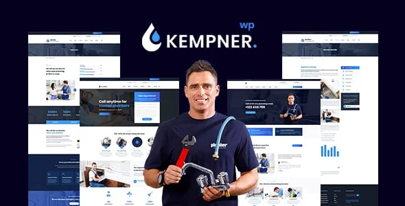 Kempner - Plumber WordPress Theme — homepage layout