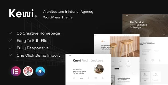 Kewi - Architecture & Interior Agency WordPress Theme — homepage layout