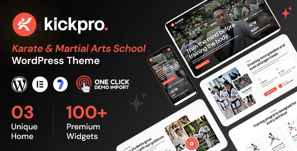 Kickpro - Karate & Martial Arts School WordPress Theme — homepage layout