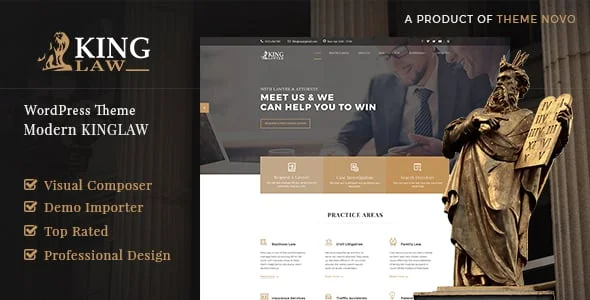 Kinglaw - Attorney & Lawyer WordPress Theme — homepage layout