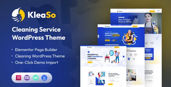 Kleaso - Cleaning Services WordPress Theme — homepage layout