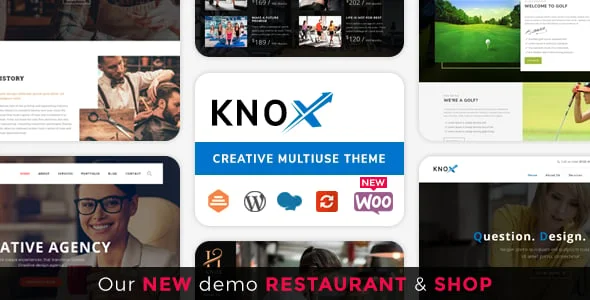 Knox | Multi-Business Modern WordPress Theme — homepage layout
