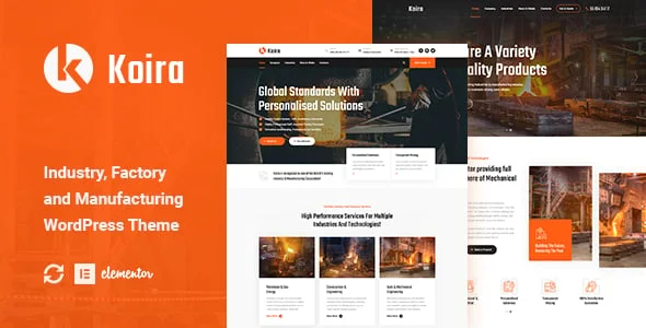 Koira - Industry and Manufacturing WordPress Theme — homepage layout