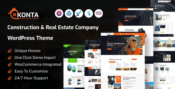 Konta - Construction and Real Estate Company WordPress Theme — homepage layout