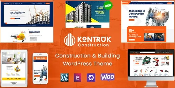 KonTruk - Construction & Building Elementor WordPress Theme — homepage layout