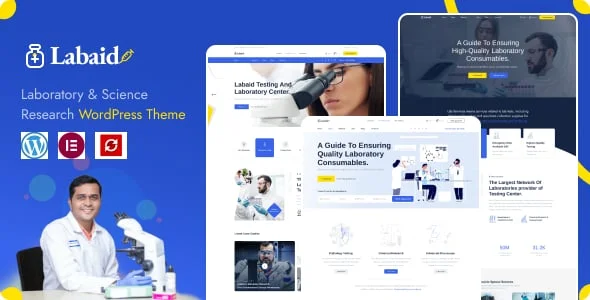 Labaid - Laboratory & Science Research WordPress Theme — homepage layout