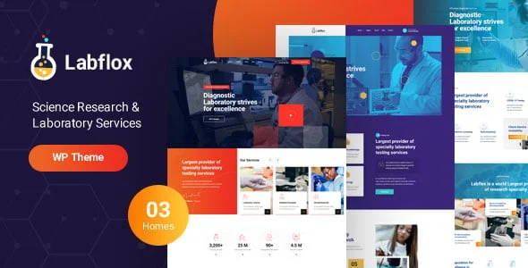 Labflox – Laboratory & Research Responsive WordPress Theme — homepage layout