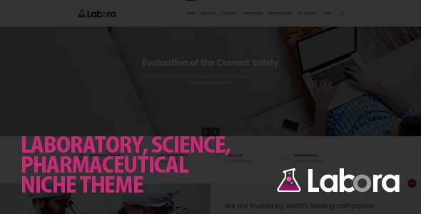 Labora - Business, Laboratory & Pharmaceutical WordPress Theme — homepage layout