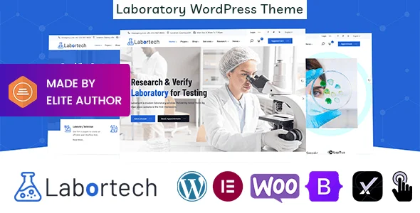 Labortech - Laboratory & Science Research WordPress Theme — homepage layout
