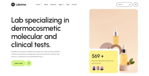 Labotrex - Laboratory & Science Research WordPress Theme + WooCommerce Support — interior page design