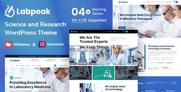 Labpeak | Laboratory & Science Research WordPress Theme + RTL with Appointments Booking — homepage layout