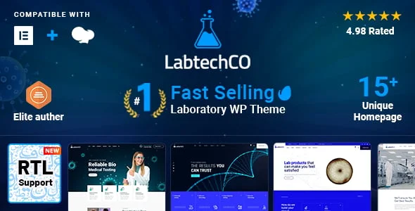 LabtechCO | Laboratory & Science Research WordPress Theme — homepage layout