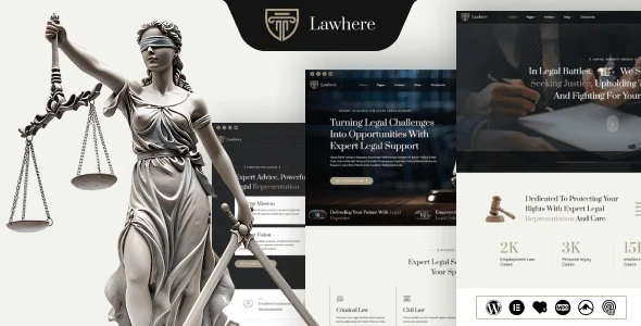 Lawhere - Attorney WordPress Theme — homepage layout