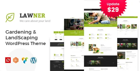 Lawner - Gardening and Landscaping WordPress theme — homepage layout