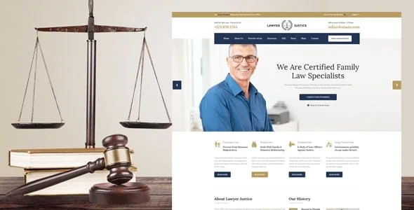 Lawyer & Justice - WordPress Theme — homepage layout