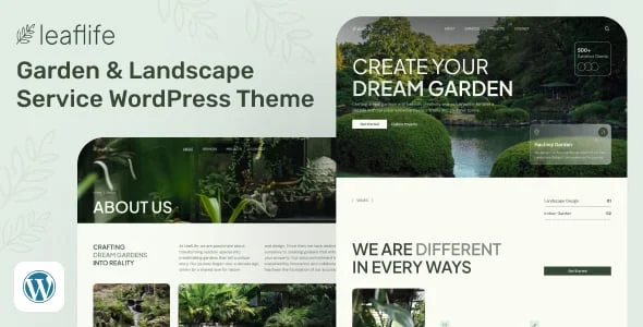 LeafLife - Garden & Landscape Service WordPress Theme — homepage layout