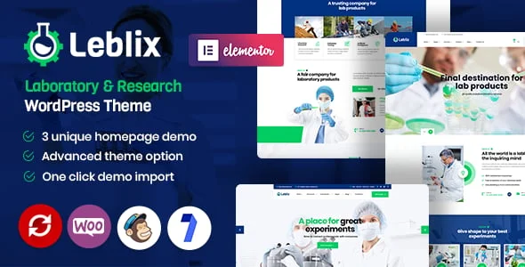 Leblix - Laboratory & Research WordPress Theme — homepage layout