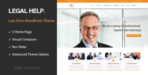 Legal Help - Law Firm WordPress Theme — homepage layout