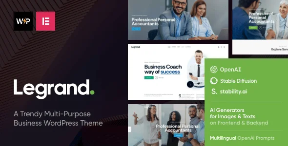 LeGrand | Modern Business WordPress Theme — homepage layout