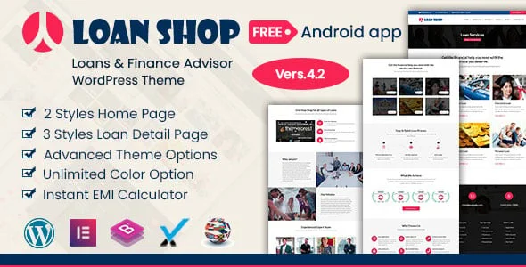 LoanShop – Loan & Finance Adviser WordPress Theme — homepage layout