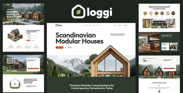 Loggi - Wooden House Construction WordPress Theme — homepage layout