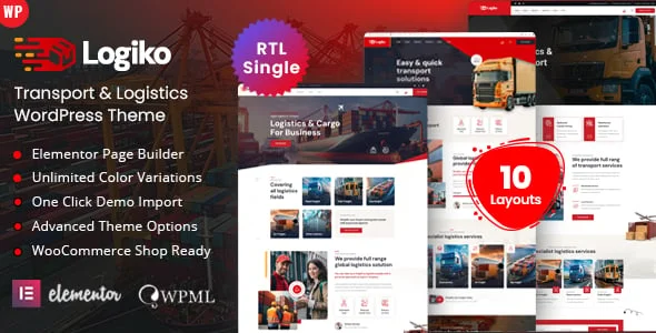 Logiko - Logistics Transport WordPress — homepage layout