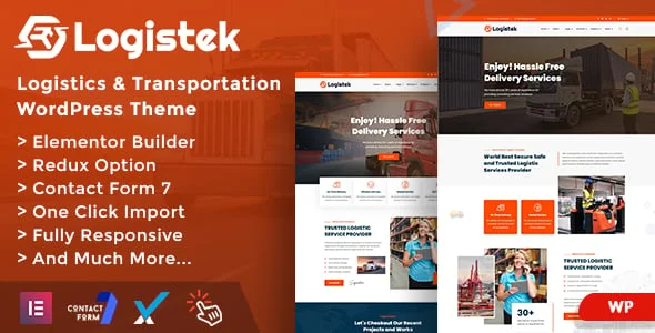 Logistek - Logistics & Transportation WordPress Theme — homepage layout