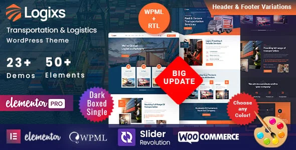 Logixs - Transport Logistics WordPress — homepage layout
