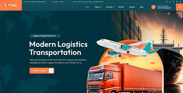 Loraic - Transportation & Logistics WordPress Theme — interior page design