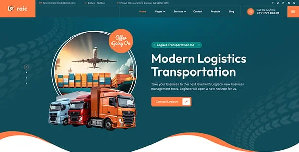 Loraic - Transportation & Logistics WordPress Theme — design detail view