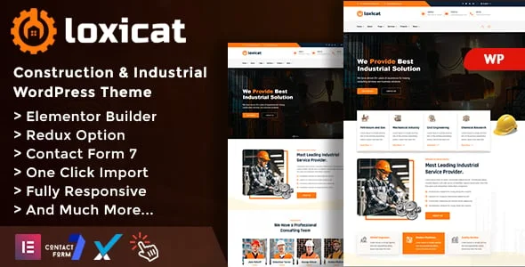 Loxicat - Construction & Industrial WordPress Theme — homepage layout