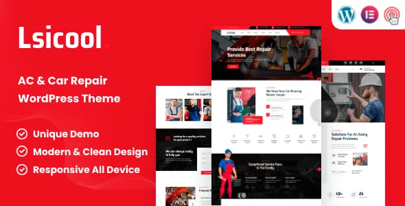 Lsicool - AC & Car Repair WordPress Theme — homepage layout