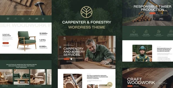 Lumbert - Carpenter, Wood & Forestry WordPress Theme — homepage layout