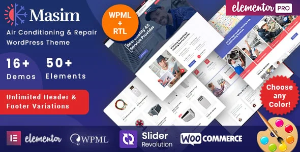 Masim - Air Conditioning HVAC WordPress — homepage layout