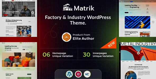 Matrik - Factory & Industry WordPress Theme — homepage layout