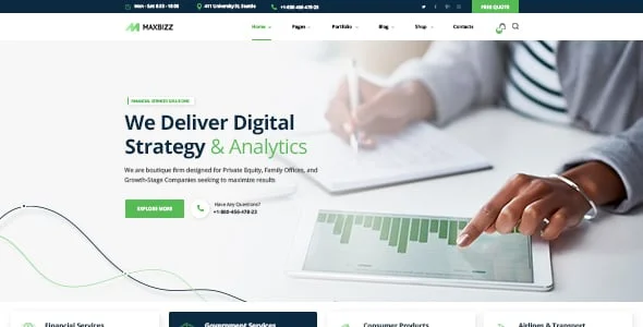 Maxbizz - Consulting & Financial Elementor WordPress Theme — design detail view