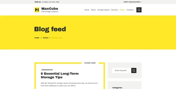 MaxCube | Moving & Self Storage Relocation Business WordPress Theme — interior page design