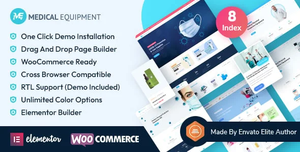 Medical Equipment eCommerce WordPress Theme — homepage layout