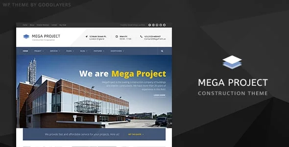 Mega Project - Construction WordPress — homepage layout