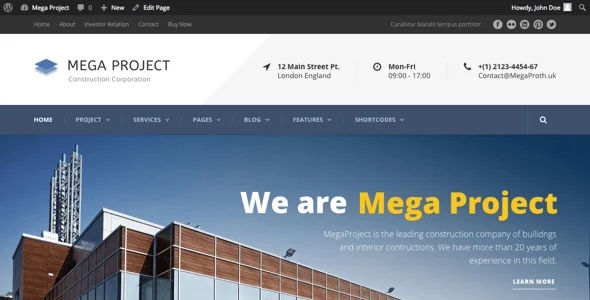 Mega Project - Construction WordPress — blog and article listing