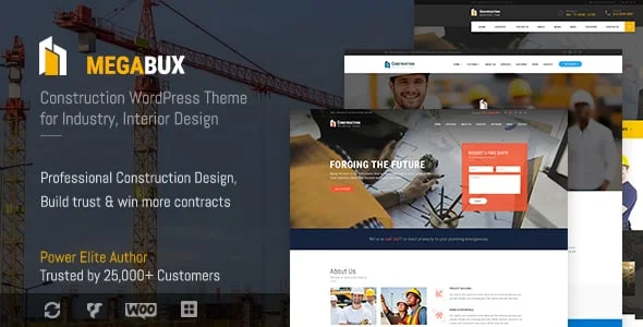 MegaBux - Construction WordPress Theme — homepage layout