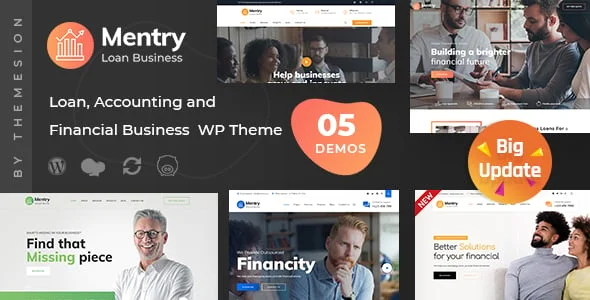 Mentry - Loan and Financial WordPress Theme — homepage layout