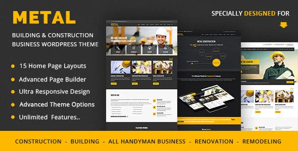 Metal - Building & Construction Business WordPress Theme — homepage layout