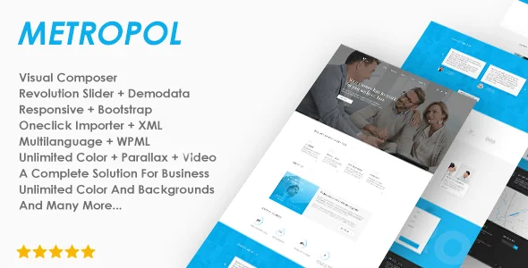 Metropol - Responsive Simple Business WordPress Theme — homepage layout