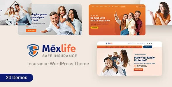 Mexlife - Insurance WordPress Theme for Agencies & Brokers — homepage layout
