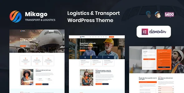 Mikago – Logistics & Transportation WordPress Theme — homepage layout