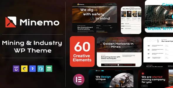 Minemo - Mining Industry Services WordPress Theme — homepage layout